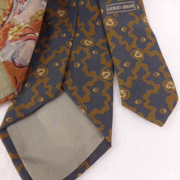 Giorgio Armani 2 Silk Ties Vintage Rust Brown face - Picture 8 of 8